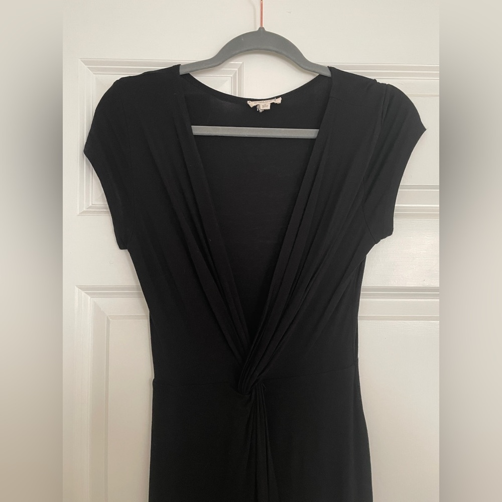 Black Jersey Twist-Front Dress